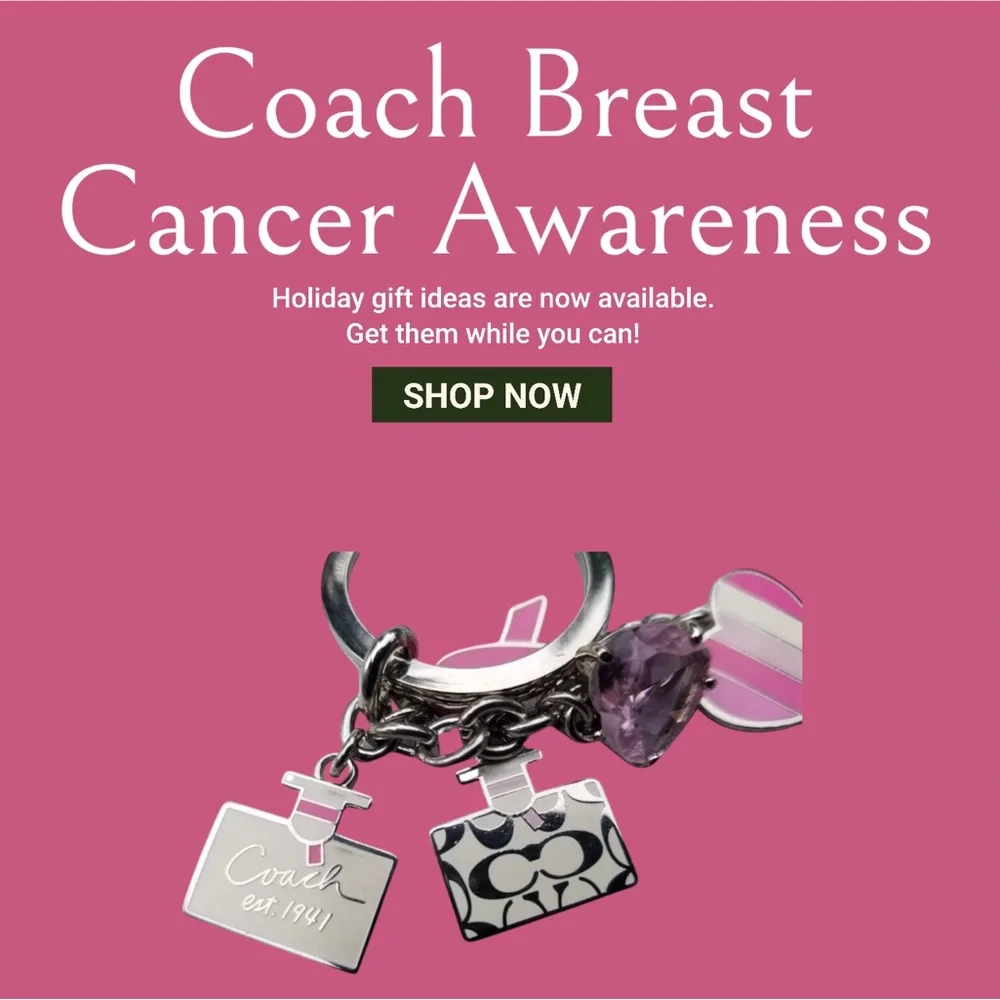 Coach 92161 BCA Breast Cancer Awareness Multi Mix Enamel Keychain Key Fob Pink